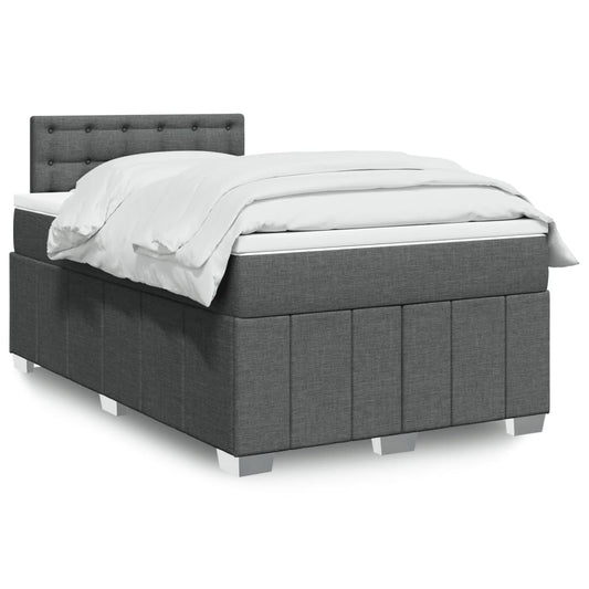 vidaXL Κρεβάτι Boxspring με Στρώμα Σκούρο Γκρι 120x200 εκ. Υφασμάτινο