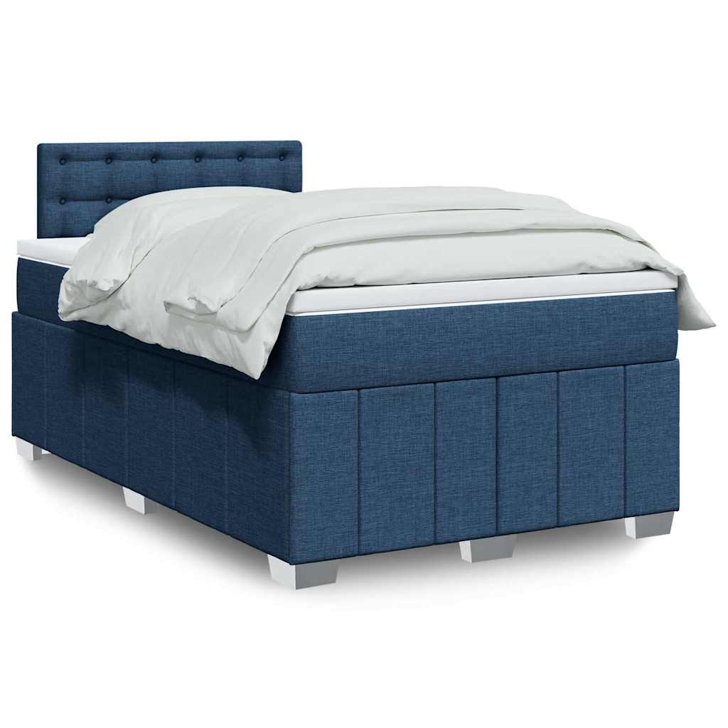 vidaXL Κρεβάτι Boxspring με Στρώμα Μπλε 120x200 εκ. Υφασμάτινο