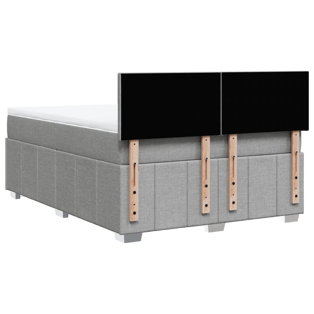 vidaXL Κρεβάτι Boxspring με Στρώμα Ανοιχτό Γκρι 140x190 εκ. Υφασμάτινο