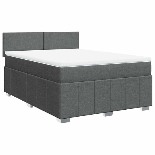 vidaXL Κρεβάτι Boxspring με Στρώμα Σκούρο Γκρι 140x190 εκ. Υφασμάτινο