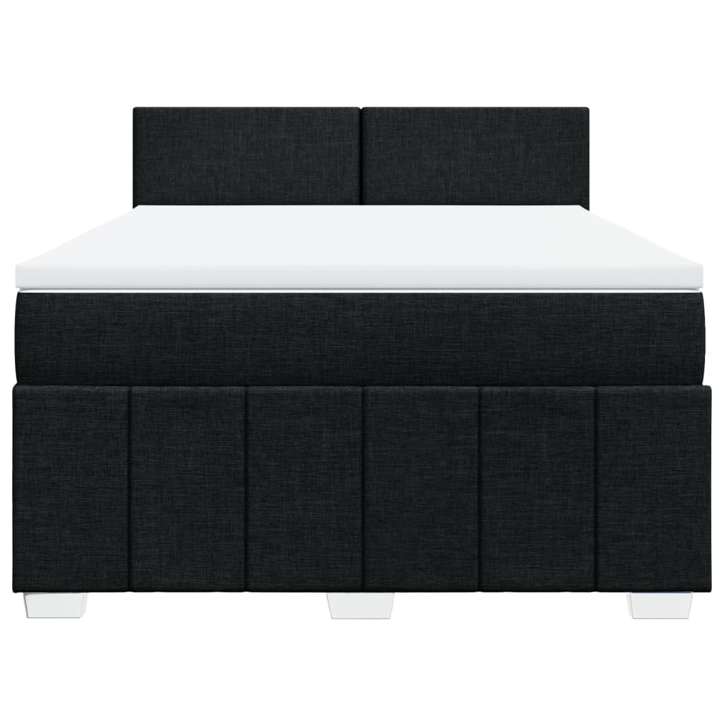 vidaXL Κρεβάτι Boxspring με Στρώμα Μαύρο 140x190 εκ. Υφασμάτινο