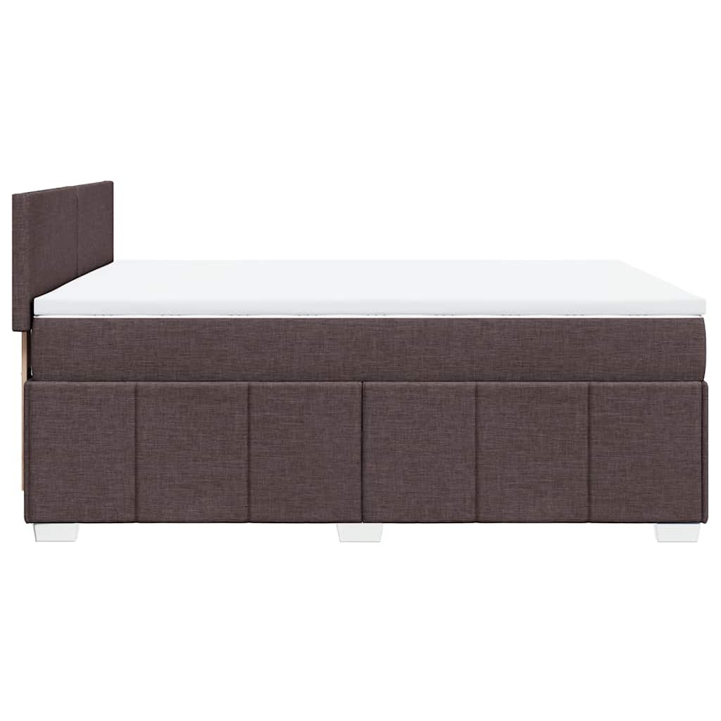 vidaXL Κρεβάτι Boxspring με Στρώμα Σκούρο Καφέ 140x190 εκ. Υφασμάτινο