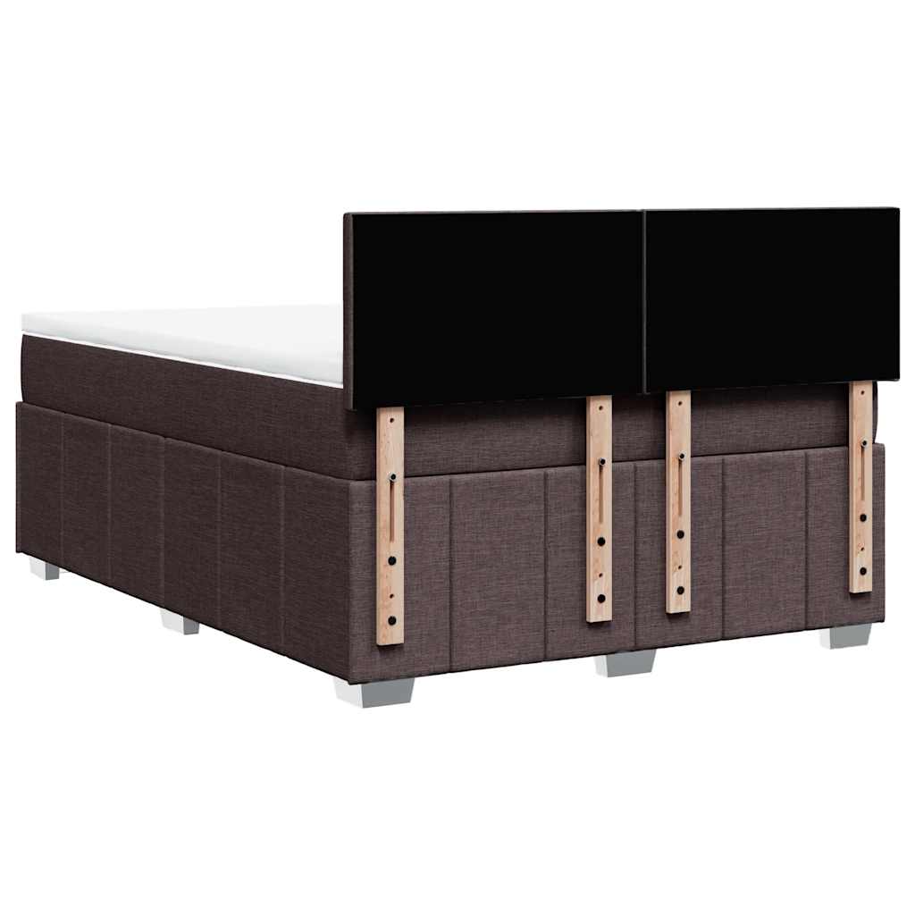 vidaXL Κρεβάτι Boxspring με Στρώμα Σκούρο Καφέ 140x190 εκ. Υφασμάτινο