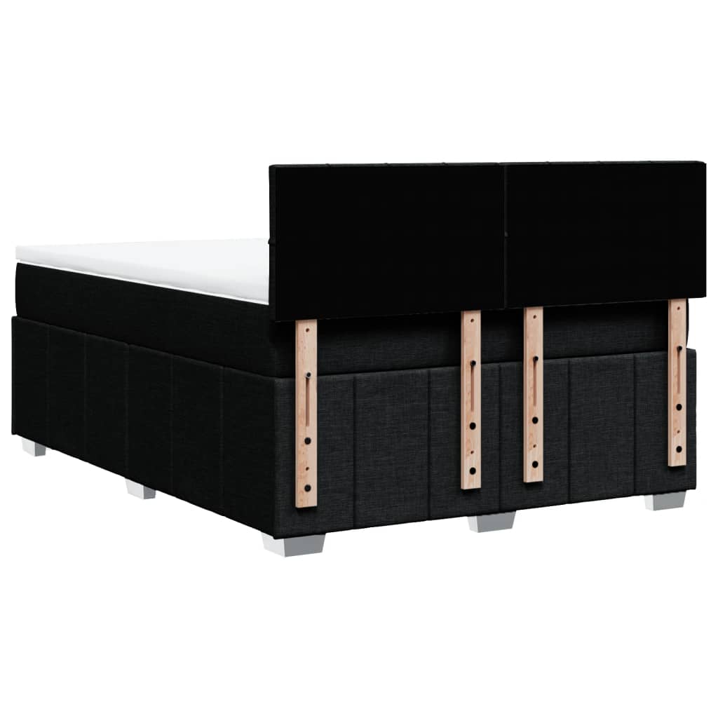 vidaXL Κρεβάτι Boxspring με Στρώμα Μαύρο 140x190 εκ. Υφασμάτινο
