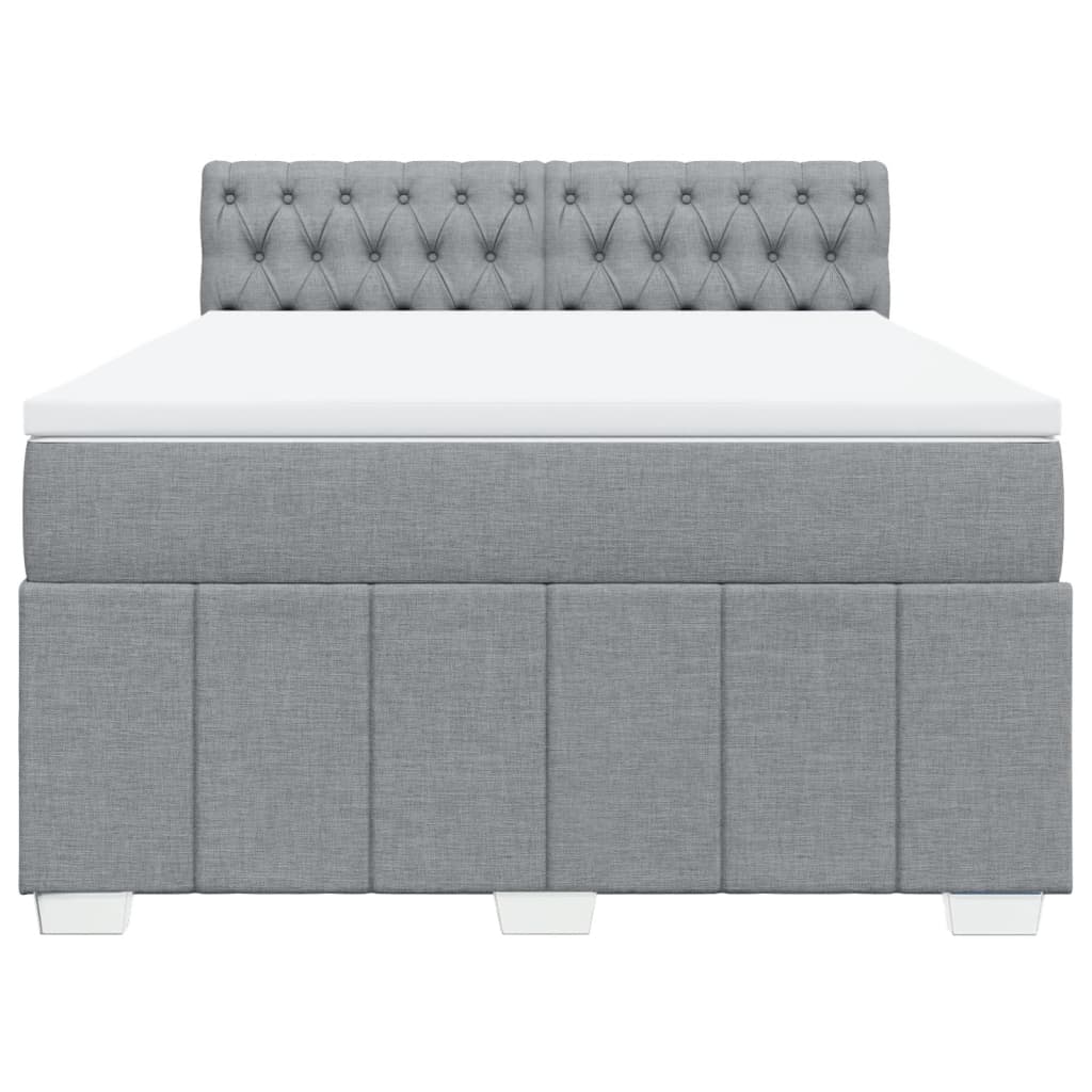 vidaXL Κρεβάτι Boxspring με Στρώμα Ανοιχτό Γκρι 140x190 εκ. Υφασμάτινο