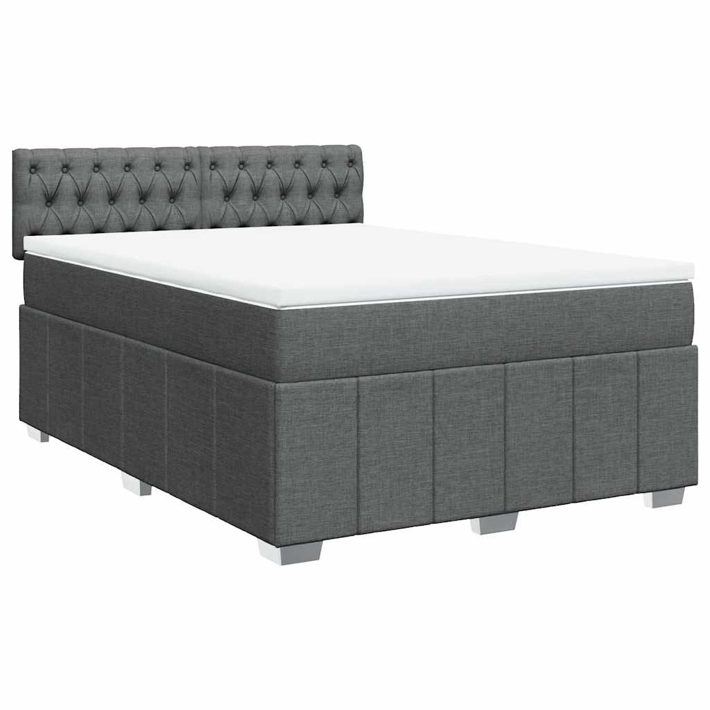 vidaXL Κρεβάτι Boxspring με Στρώμα Σκούρο Γκρι 140x190 εκ. Υφασμάτινο