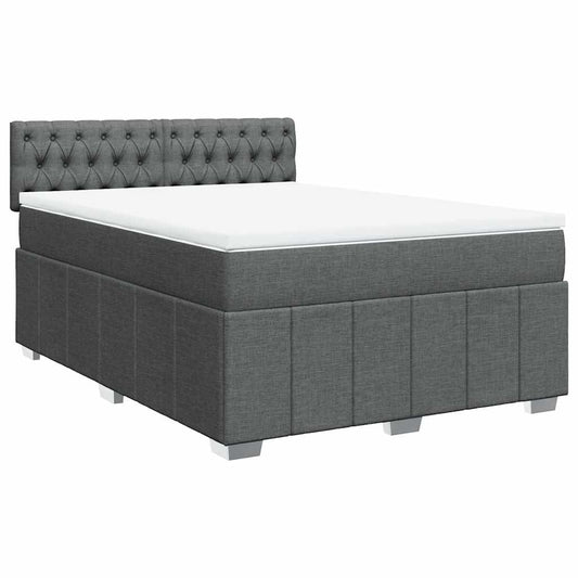 vidaXL Κρεβάτι Boxspring με Στρώμα Σκούρο Γκρι 140x190 εκ. Υφασμάτινο