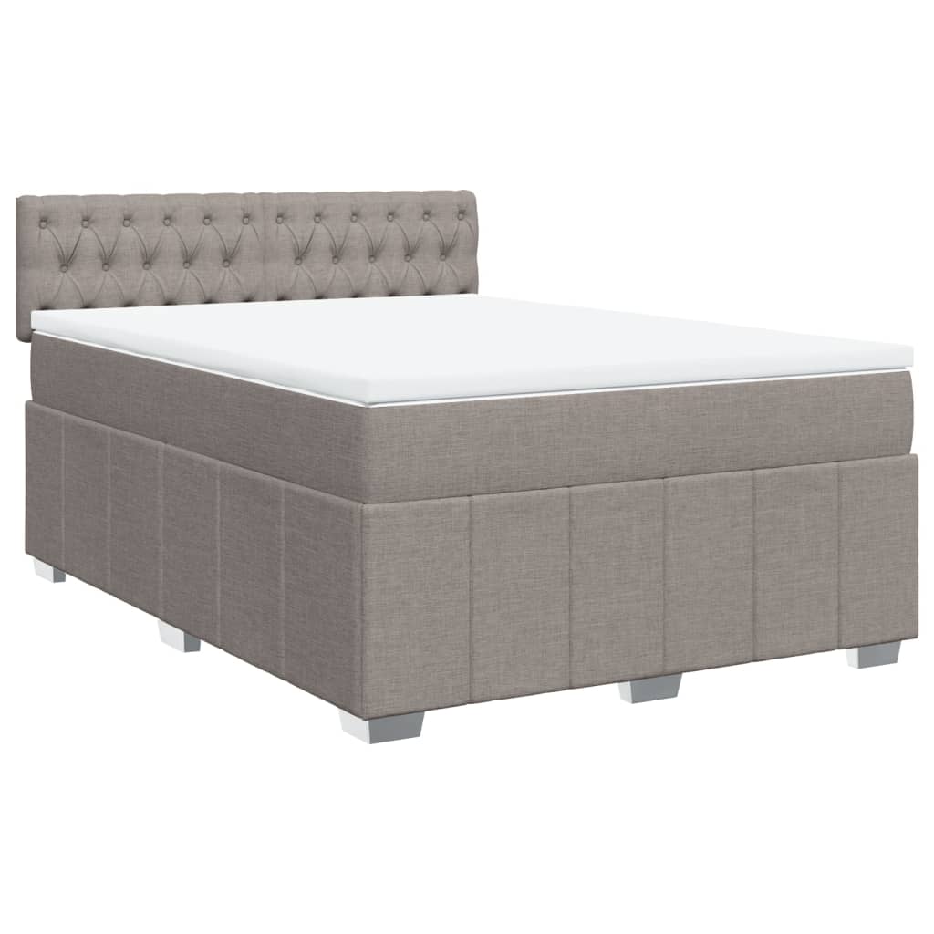 vidaXL Κρεβάτι Boxspring με Στρώμα Taupe 140x190 εκ. Υφασμάτινο