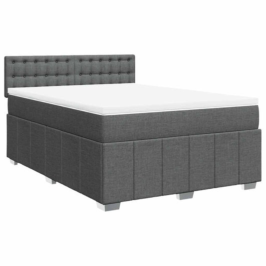 vidaXL Κρεβάτι Boxspring με Στρώμα Σκούρο Γκρι 140x190 εκ. Υφασμάτινο