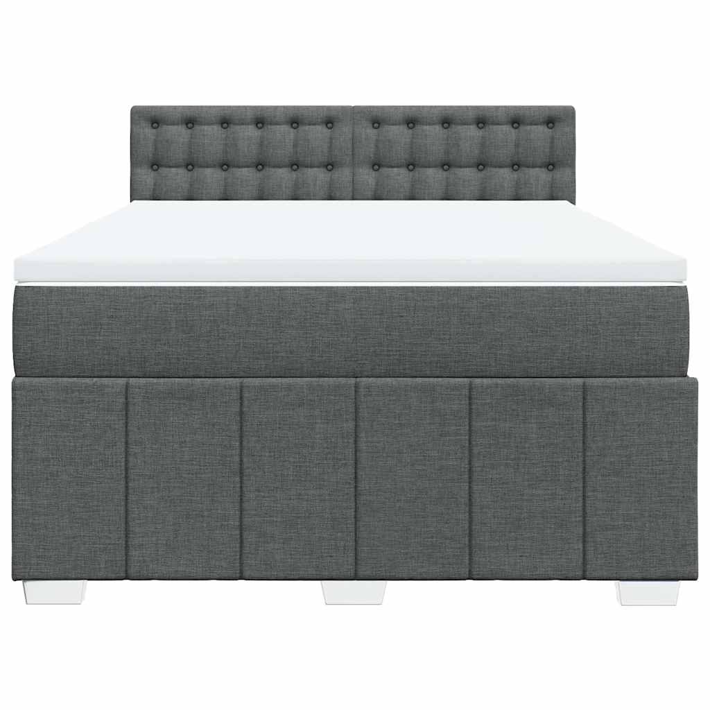 vidaXL Κρεβάτι Boxspring με Στρώμα Σκούρο Γκρι 140x190 εκ. Υφασμάτινο