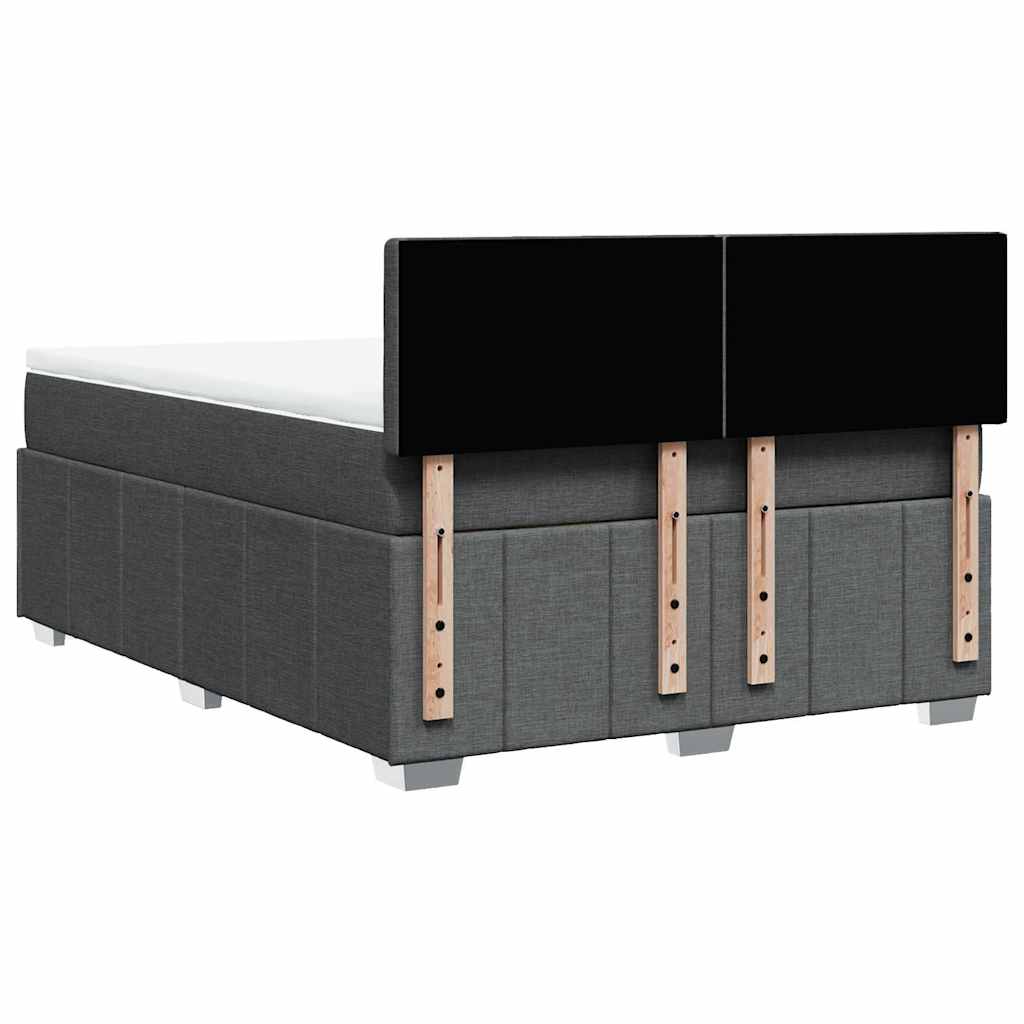 vidaXL Κρεβάτι Boxspring με Στρώμα Σκούρο Γκρι 140x190 εκ. Υφασμάτινο