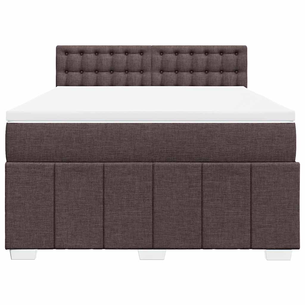 vidaXL Κρεβάτι Boxspring με Στρώμα Σκούρο Καφέ 140x190 εκ. Υφασμάτινο