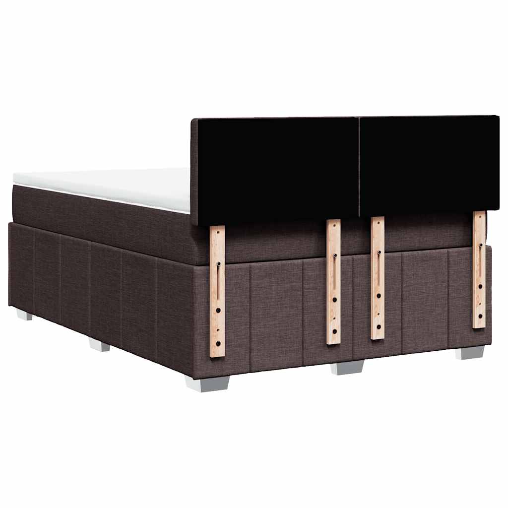 vidaXL Κρεβάτι Boxspring με Στρώμα Σκούρο Καφέ 140x190 εκ. Υφασμάτινο
