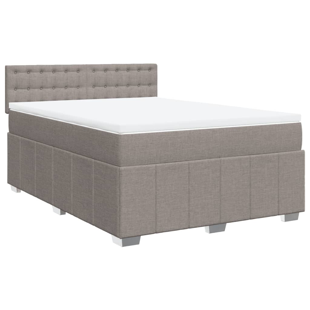 vidaXL Κρεβάτι Boxspring με Στρώμα Taupe 140x190 εκ. Υφασμάτινο