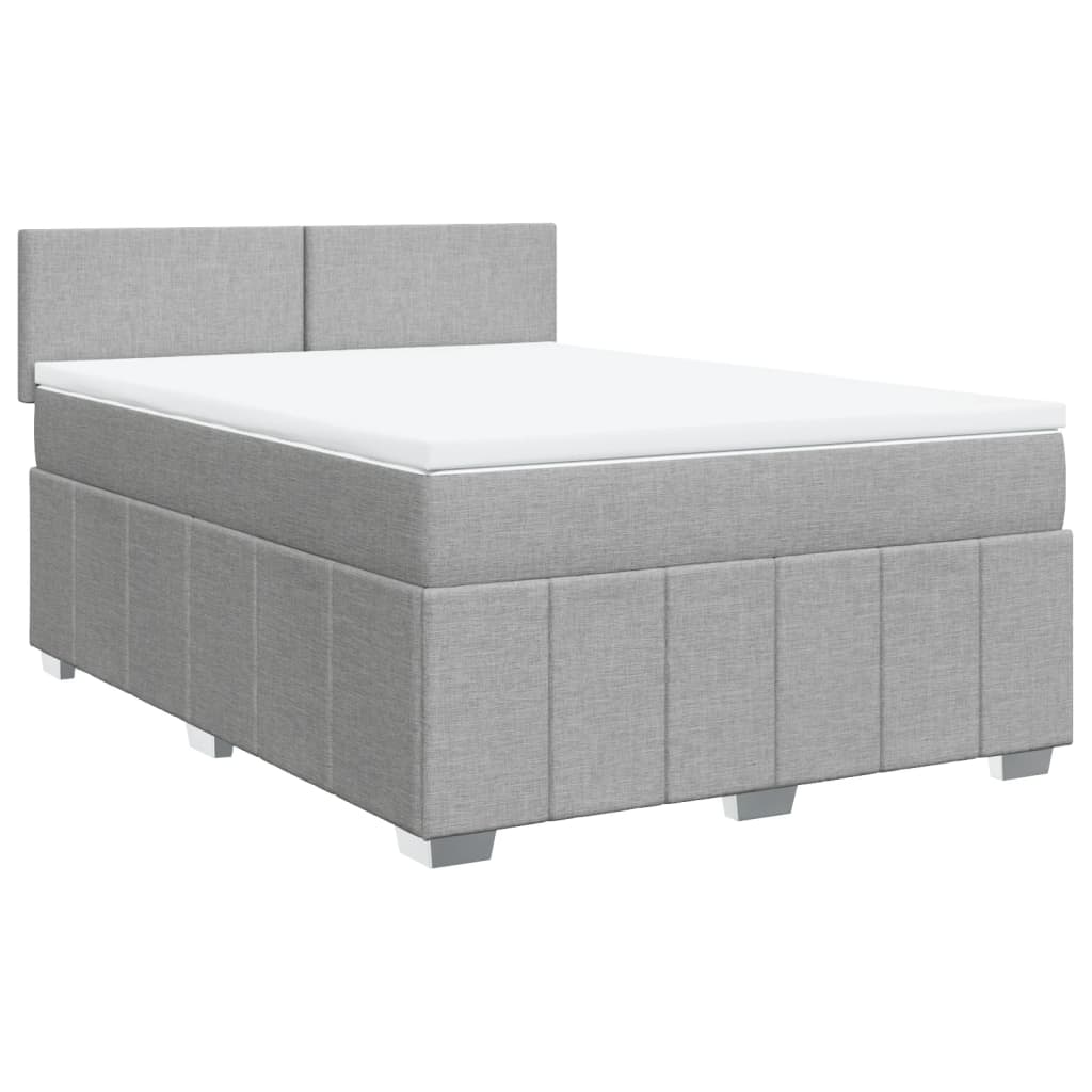 vidaXL Κρεβάτι Boxspring με Στρώμα Ανοιχτό Γκρι 140x200 εκ. Υφασμάτινο