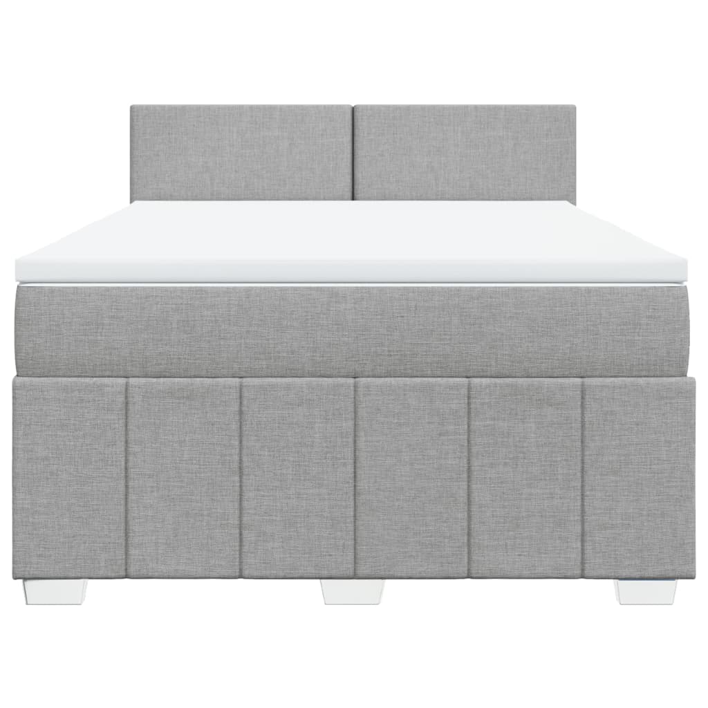 vidaXL Κρεβάτι Boxspring με Στρώμα Ανοιχτό Γκρι 140x200 εκ. Υφασμάτινο