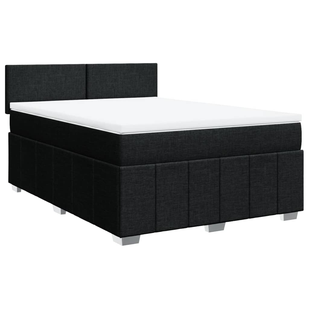 vidaXL Κρεβάτι Boxspring με Στρώμα Μαύρο 140x200 εκ. Υφασμάτινο