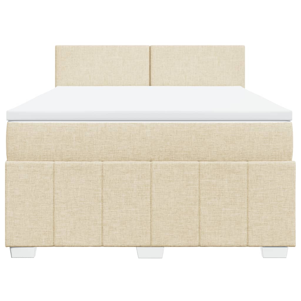 vidaXL Κρεβάτι Boxspring με Στρώμα Κρεμ 140x200 εκ. Υφασμάτινο