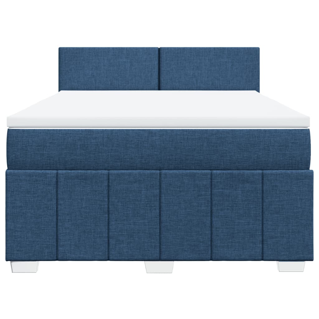 vidaXL Κρεβάτι Boxspring με Στρώμα Μπλε 140x200 εκ. Υφασμάτινο