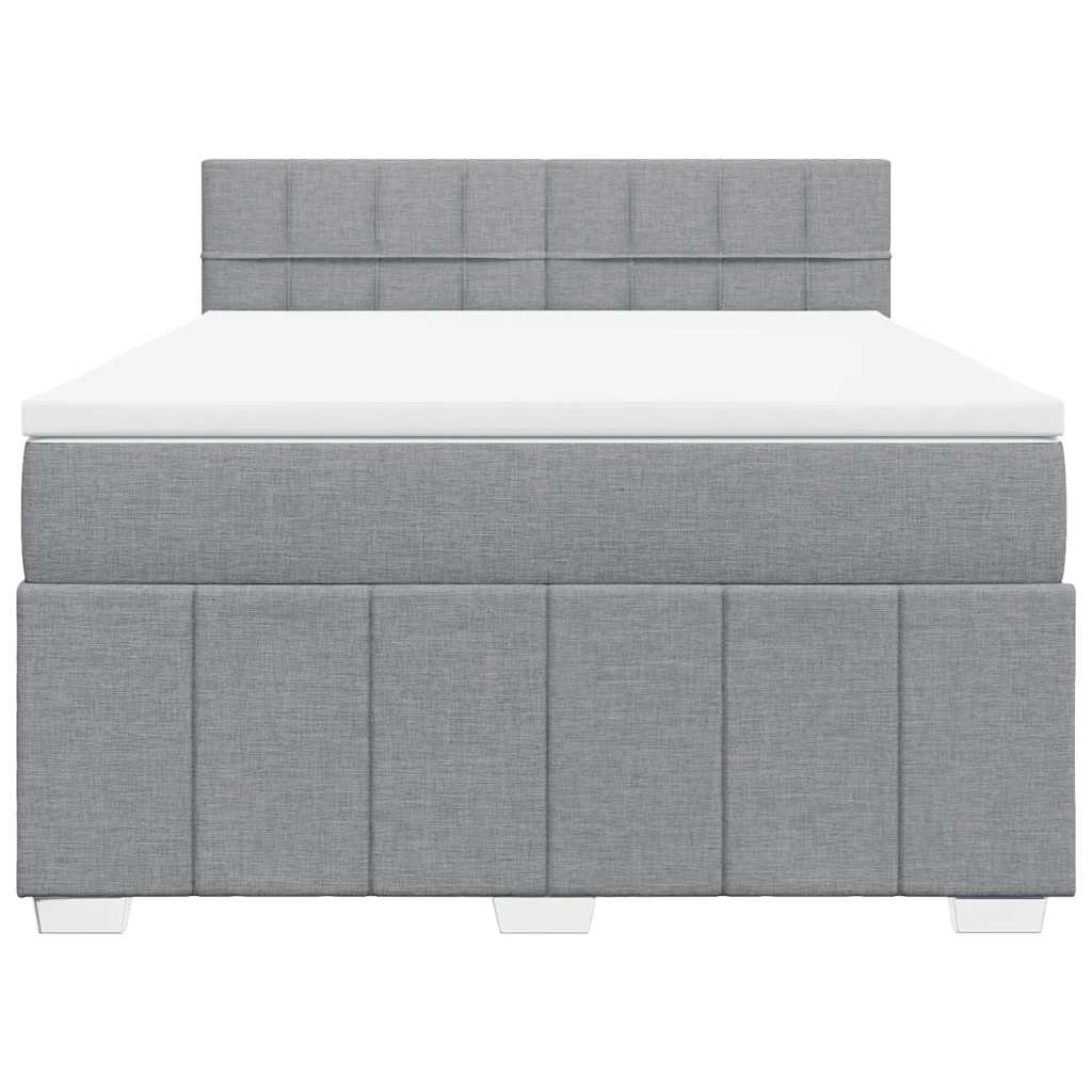 vidaXL Κρεβάτι Boxspring με Στρώμα Ανοιχτό Γκρι 140x200 εκ. Υφασμάτινο