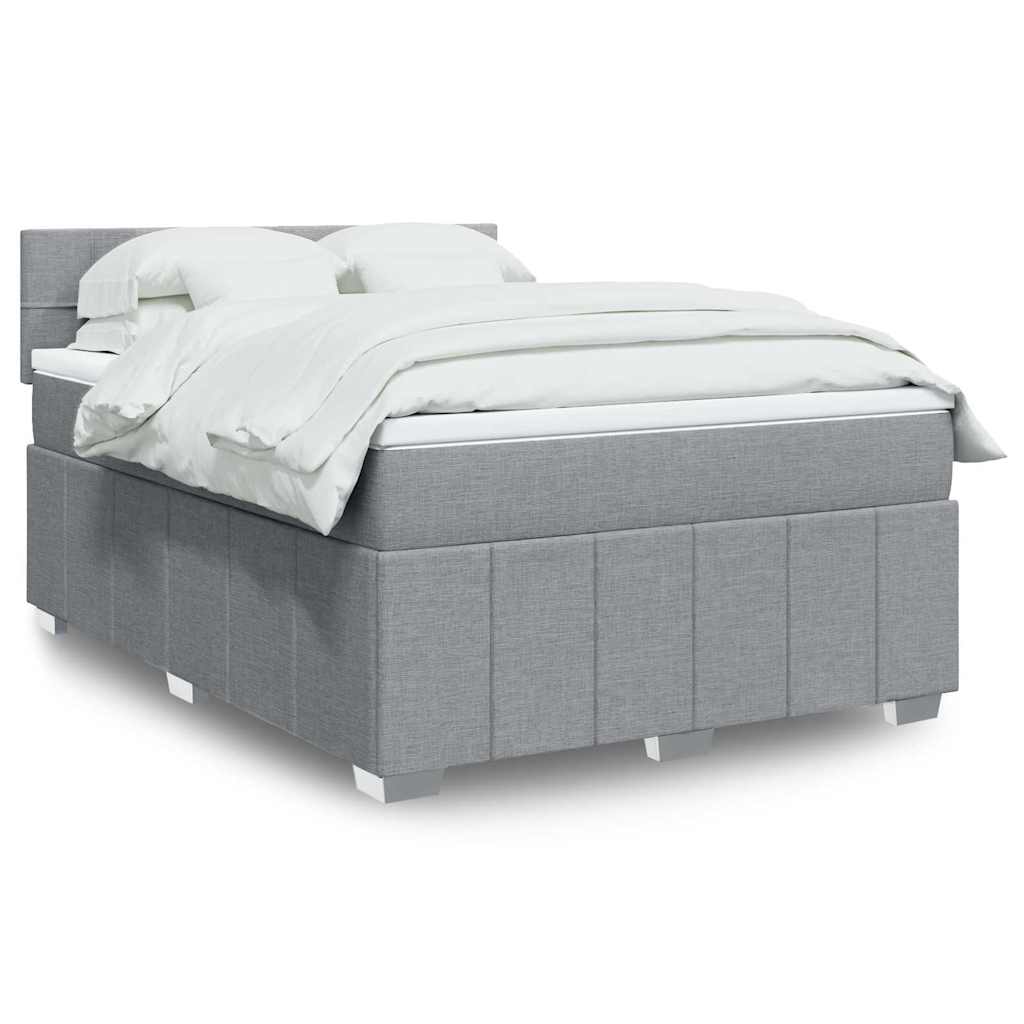 vidaXL Κρεβάτι Boxspring με Στρώμα Ανοιχτό Γκρι 140x200 εκ. Υφασμάτινο