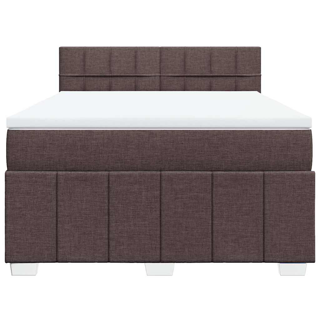 vidaXL Κρεβάτι Boxspring με Στρώμα Σκούρο Καφέ 140x200 εκ Υφασμάτινο
