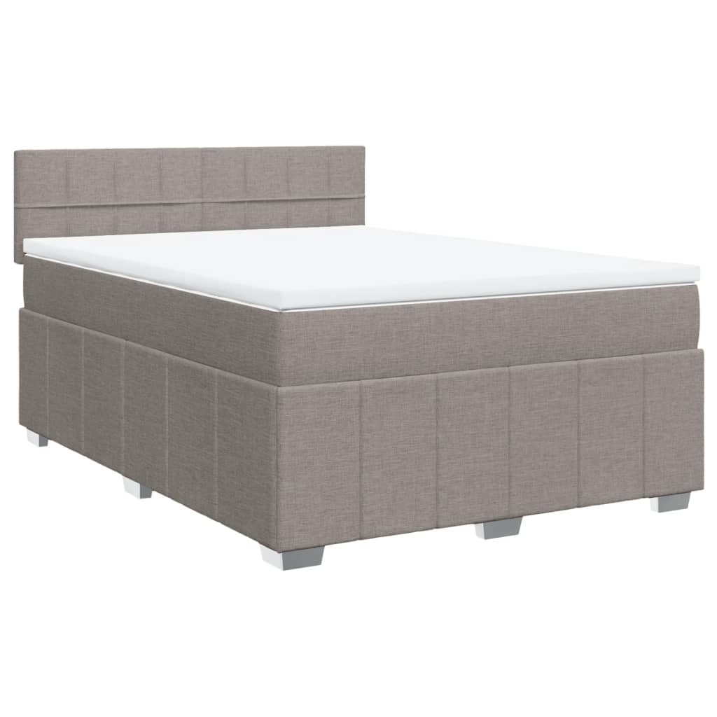 vidaXL Κρεβάτι Boxspring με Στρώμα Taupe 140x200 εκ. Υφασμάτινο