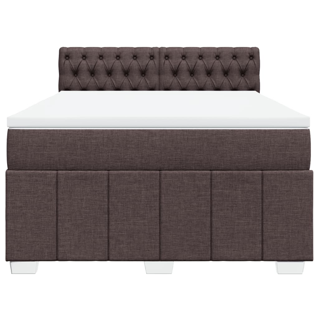 vidaXL Κρεβάτι Boxspring με Στρώμα Σκούρο Καφέ 140x200 εκ Υφασμάτινο