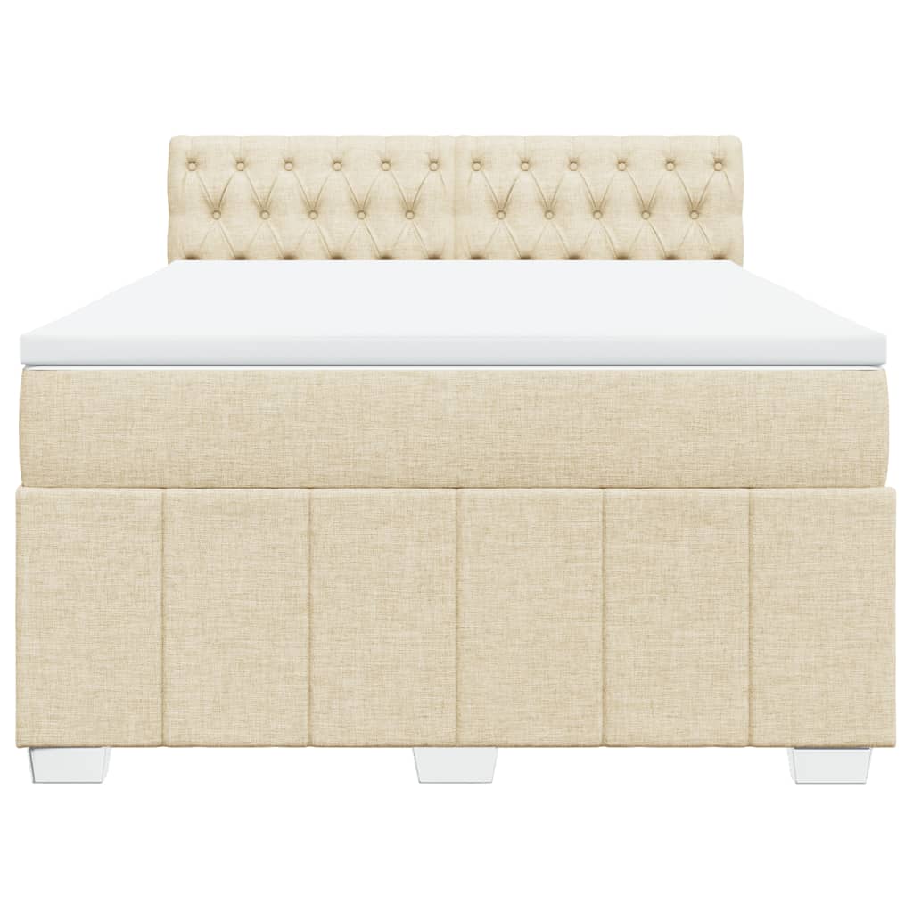 vidaXL Κρεβάτι Boxspring με Στρώμα Κρεμ 140x200 εκ. Υφασμάτινο