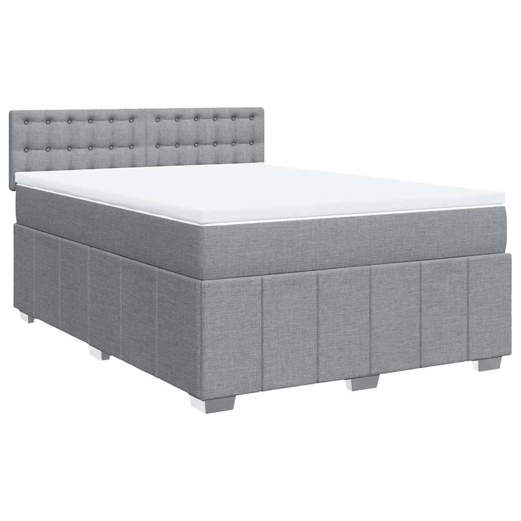 vidaXL Κρεβάτι Boxspring με Στρώμα Ανοιχτό Γκρι 140x200 εκ. Υφασμάτινο