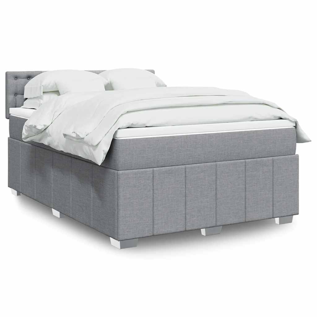 vidaXL Κρεβάτι Boxspring με Στρώμα Ανοιχτό Γκρι 140x200 εκ. Υφασμάτινο