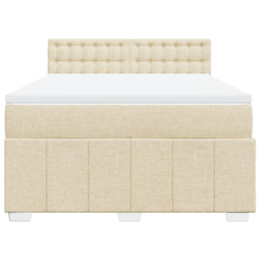 vidaXL Κρεβάτι Boxspring με Στρώμα Κρεμ 140x200 εκ. Υφασμάτινο