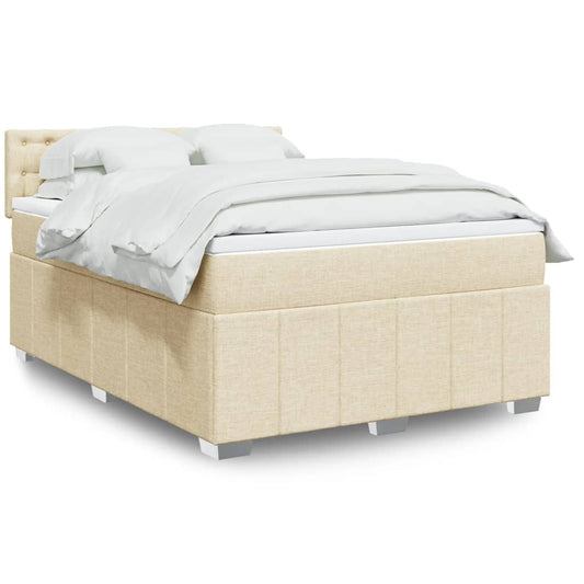 vidaXL Κρεβάτι Boxspring με Στρώμα Κρεμ 140x200 εκ. Υφασμάτινο