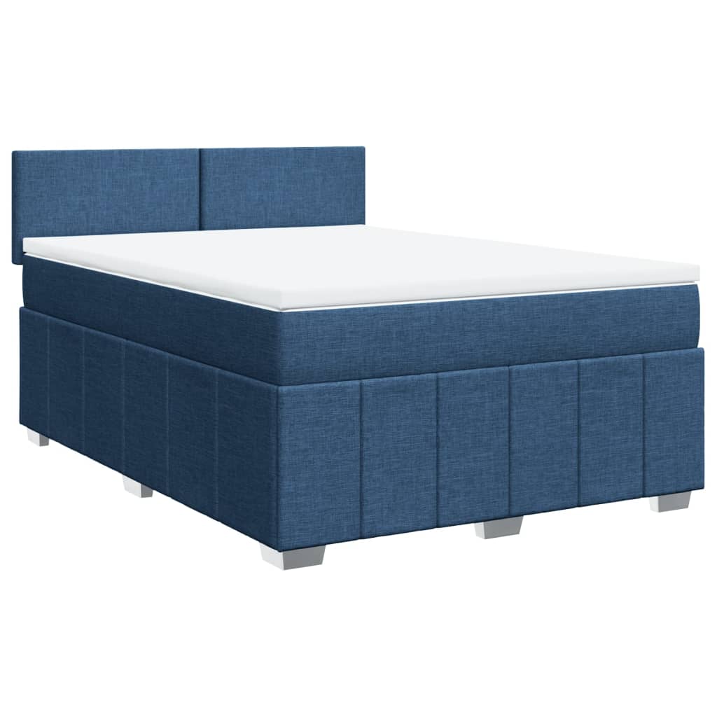 vidaXL Κρεβάτι Boxspring με Στρώμα Μπλε 160x200 εκ. Υφασμάτινο