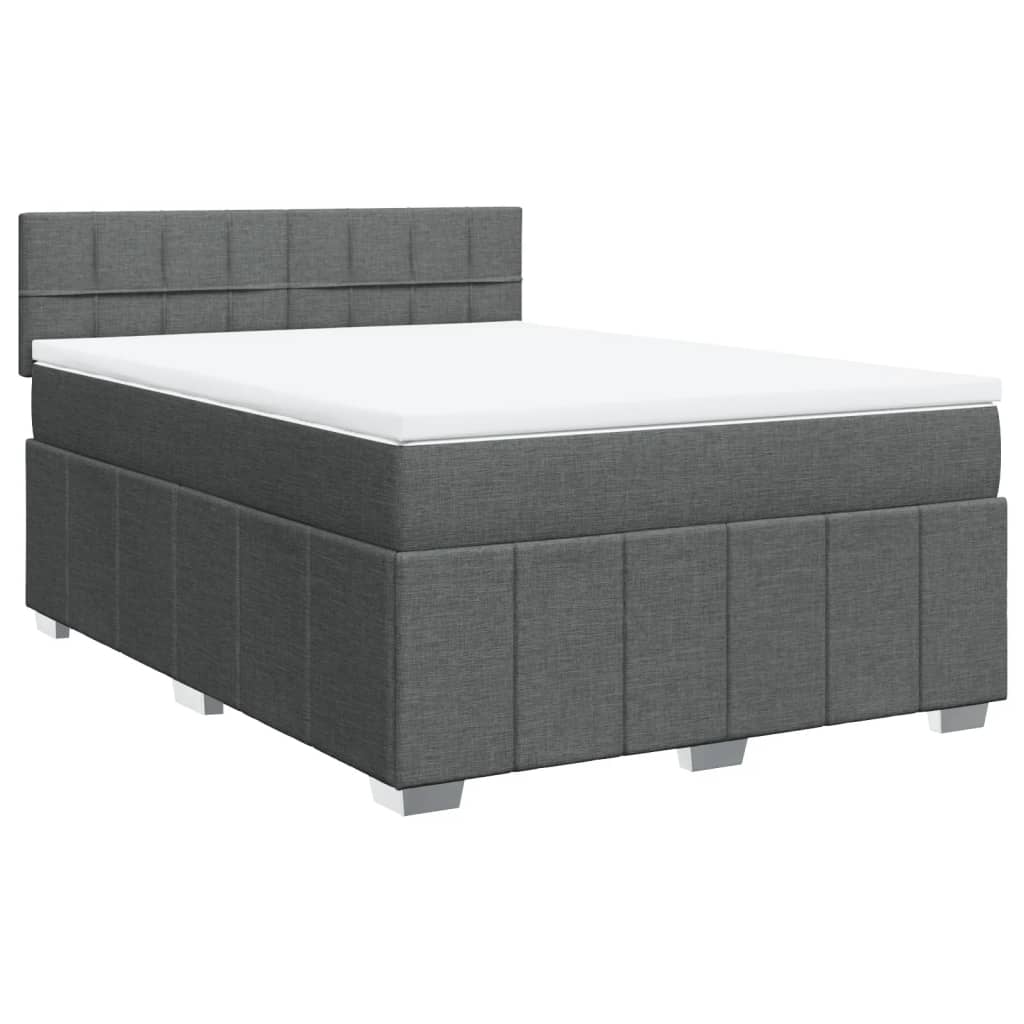 vidaXL Κρεβάτι Boxspring με Στρώμα Σκούρο Γκρι 160x200 εκ Υφασμάτινο