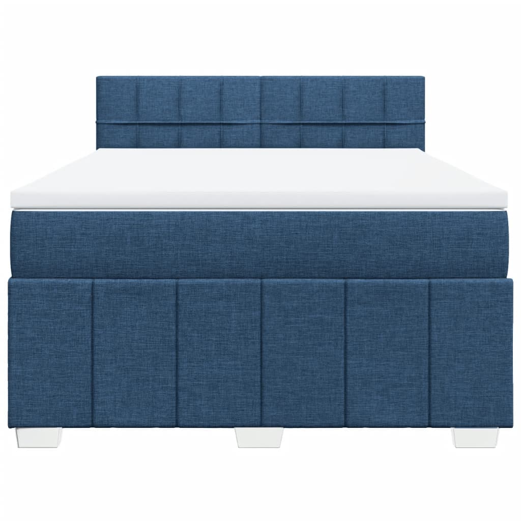 vidaXL Κρεβάτι Boxspring με Στρώμα Μπλε 160x200 εκ. Υφασμάτινο