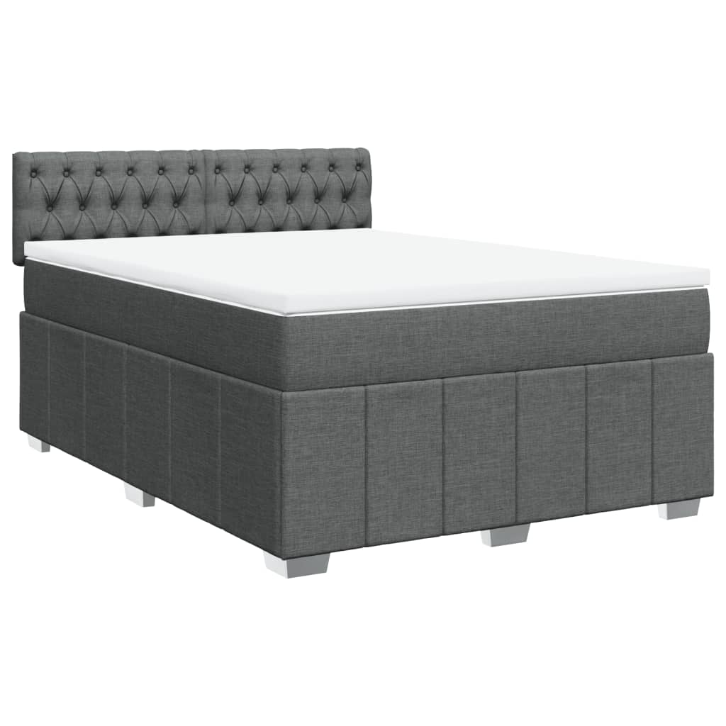 vidaXL Κρεβάτι Boxspring με Στρώμα Σκούρο Γκρι 160x200 εκ Υφασμάτινο