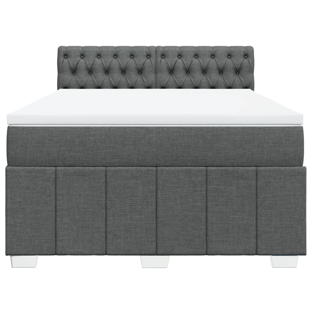 vidaXL Κρεβάτι Boxspring με Στρώμα Σκούρο Γκρι 160x200 εκ Υφασμάτινο