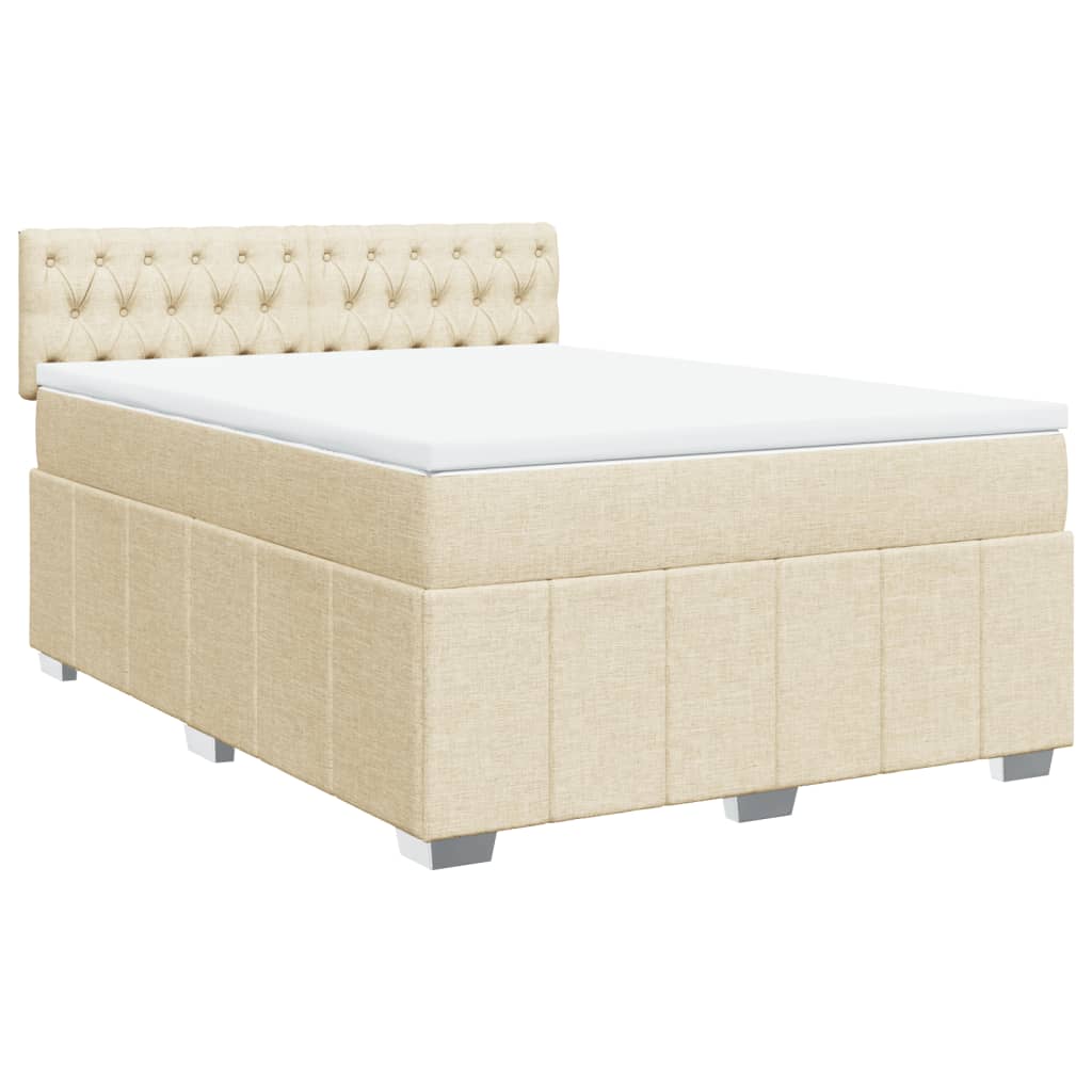 vidaXL Κρεβάτι Boxspring με Στρώμα Κρεμ 160x200 εκ. Υφασμάτινο