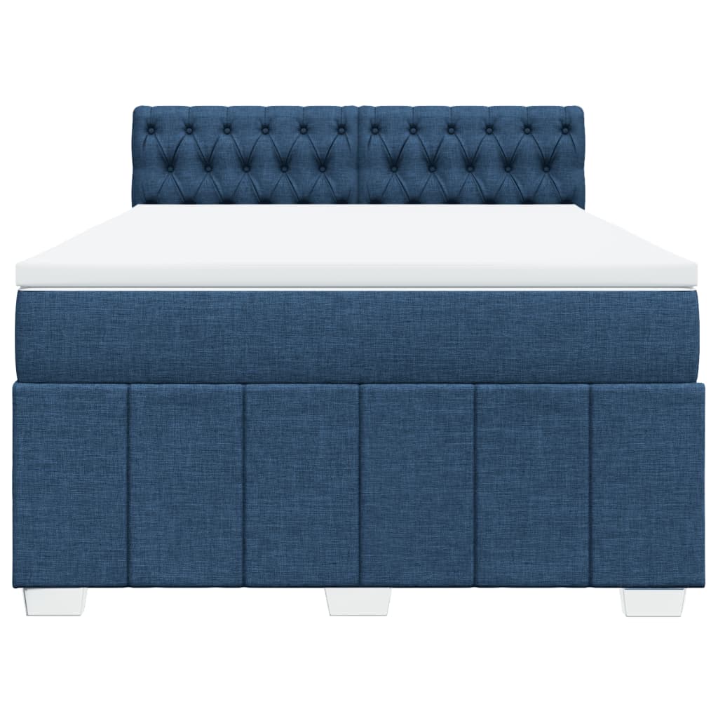 vidaXL Κρεβάτι Boxspring με Στρώμα Μπλε 160x200 εκ. Υφασμάτινο