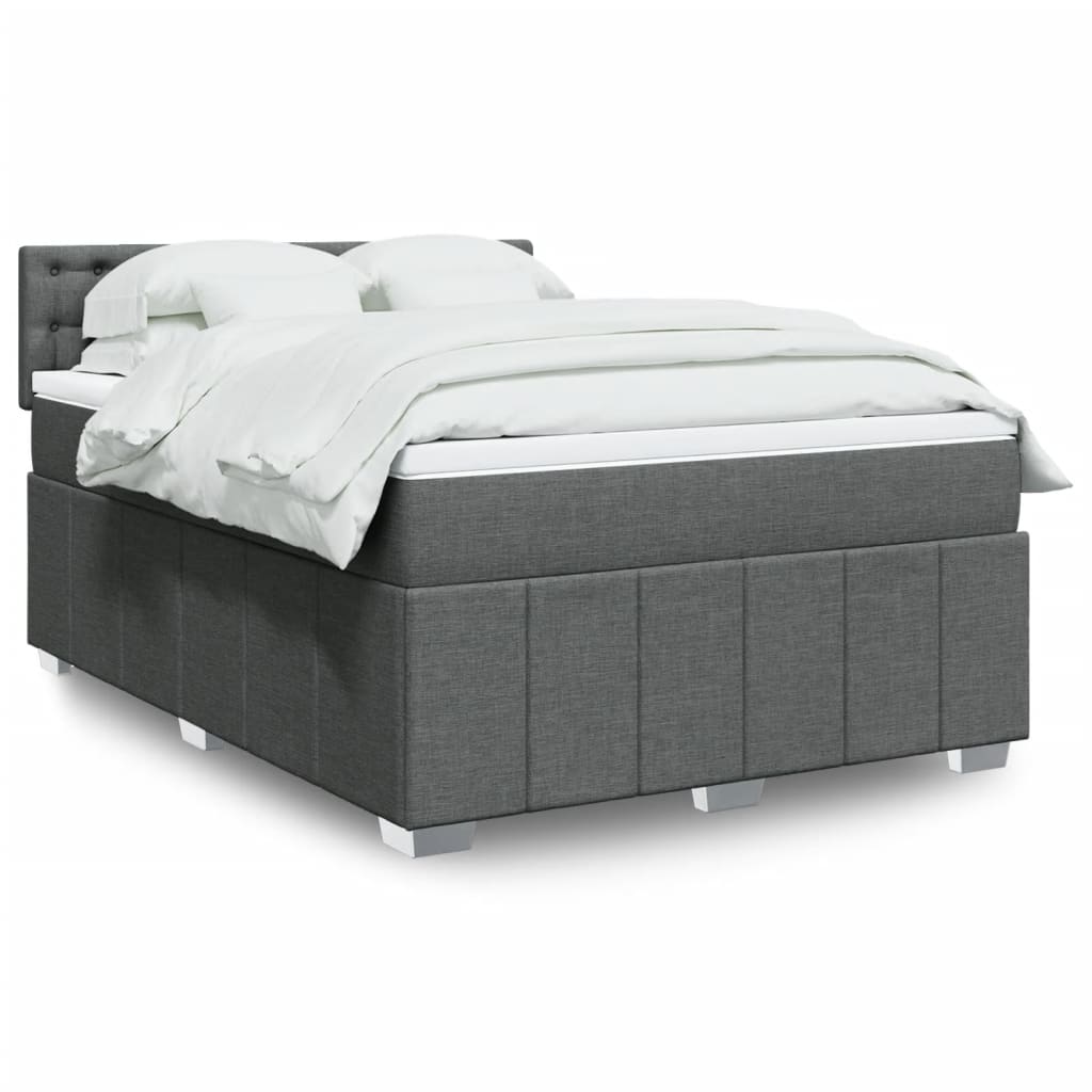vidaXL Κρεβάτι Boxspring με Στρώμα Σκούρο Γκρι 160x200 εκ Υφασμάτινο