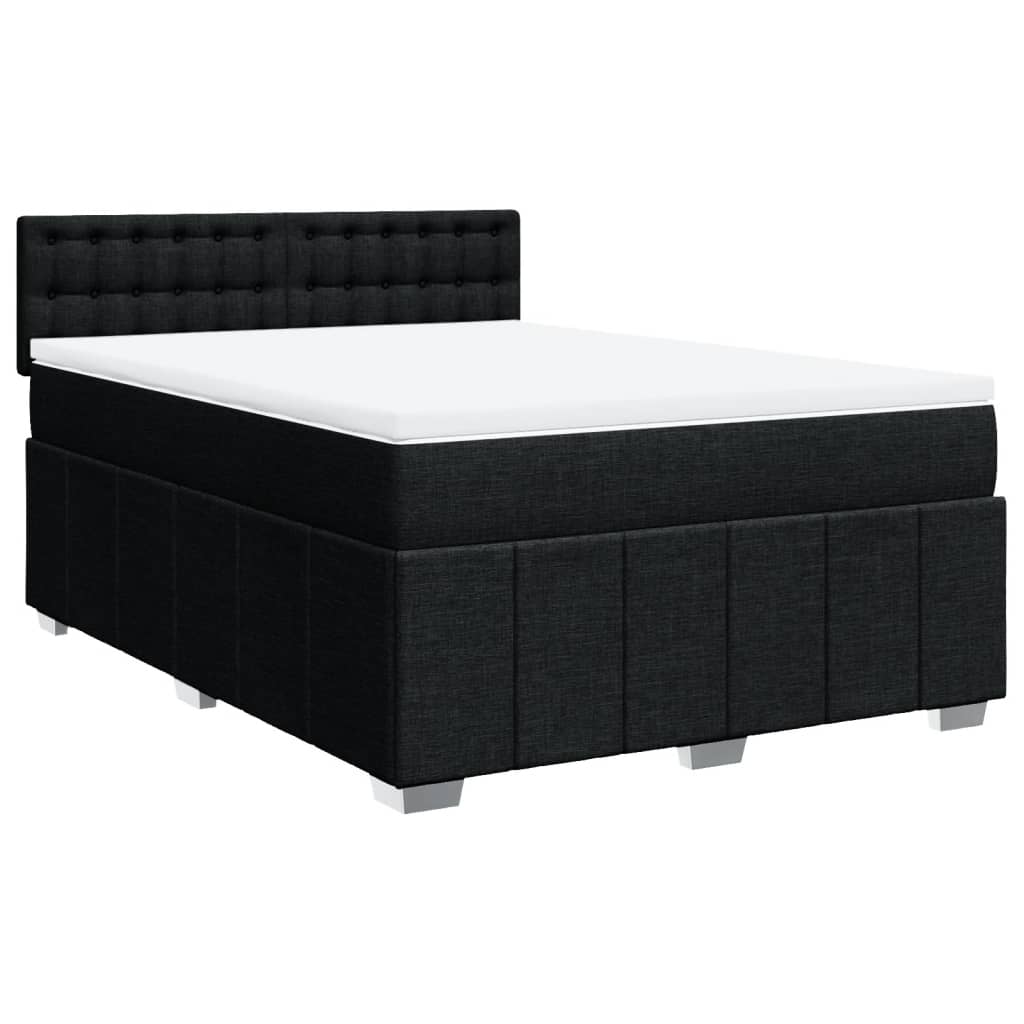 vidaXL Κρεβάτι Boxspring με Στρώμα Μαύρο 160x200 εκ. Υφασμάτινο