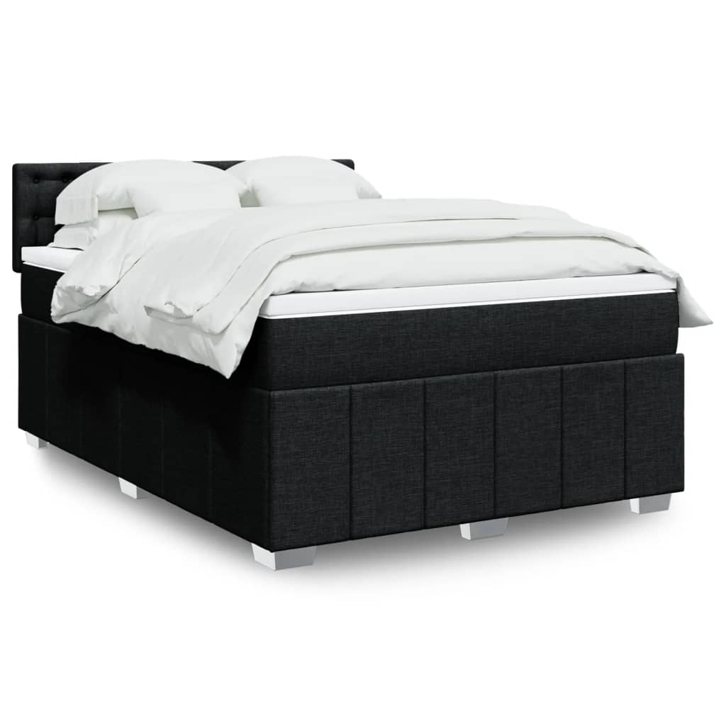 vidaXL Κρεβάτι Boxspring με Στρώμα Μαύρο 160x200 εκ. Υφασμάτινο