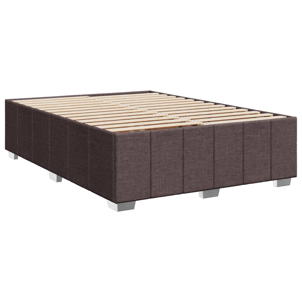 vidaXL Κρεβάτι Boxspring με Στρώμα Σκούρο Καφέ 160x200 εκ Υφασμάτινο
