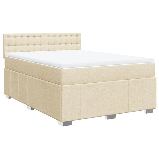 vidaXL Κρεβάτι Boxspring με Στρώμα Κρεμ 160x200 εκ. Υφασμάτινο
