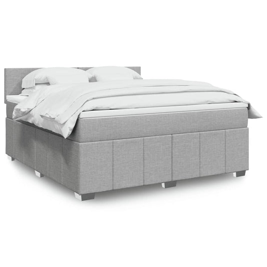 vidaXL Κρεβάτι Boxspring με Στρώμα Ανοιχτό Γκρι 180x200 εκ. Υφασμάτινο