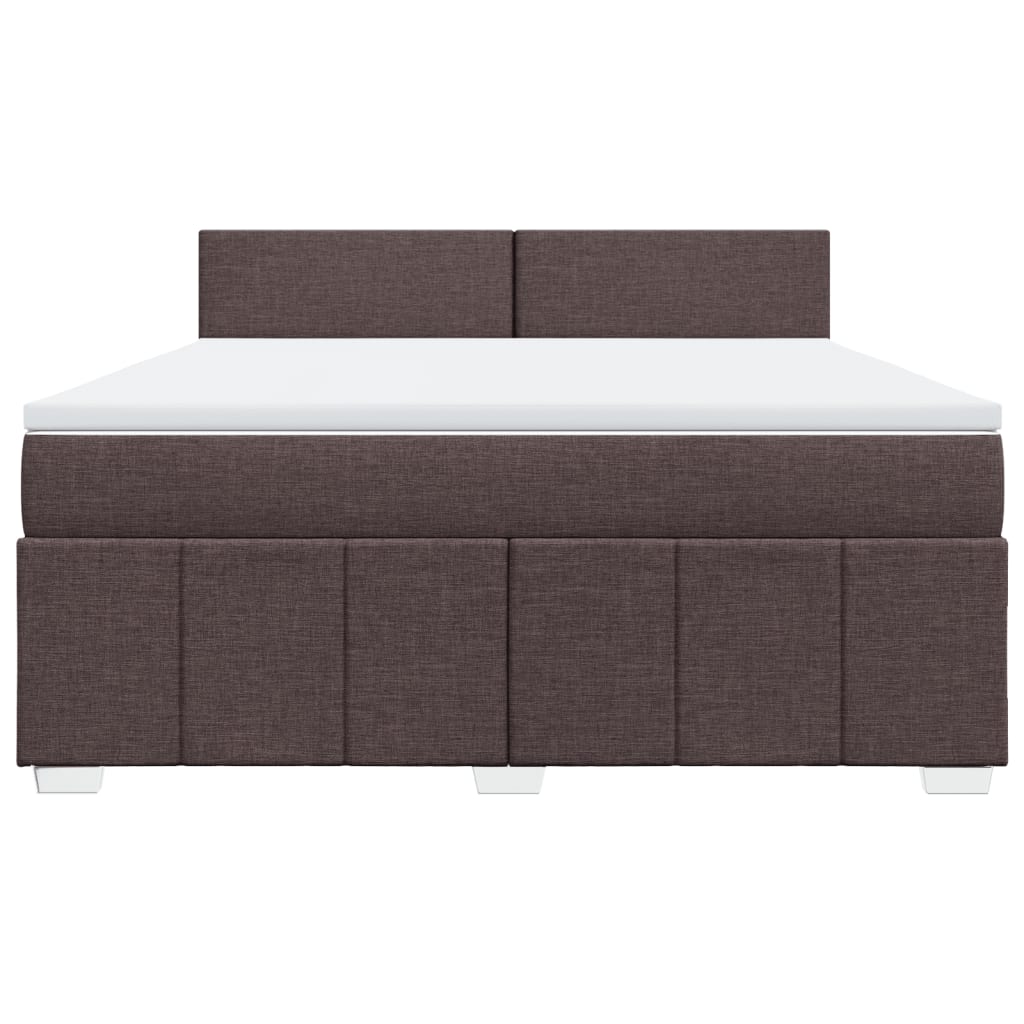 vidaXL Κρεβάτι Boxspring με Στρώμα Σκούρο Καφέ 180x200 εκ Υφασμάτινο