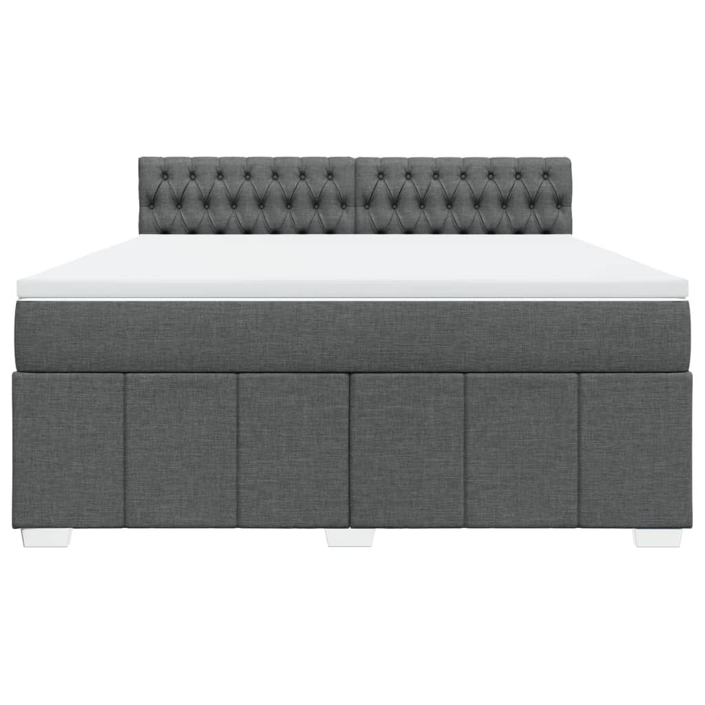 vidaXL Κρεβάτι Boxspring με Στρώμα Σκούρο Γκρι 180x200 εκ Υφασμάτιν