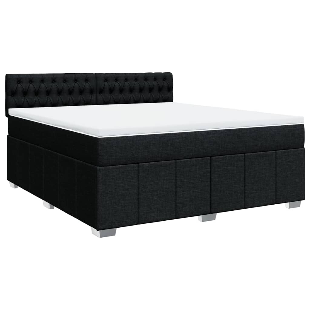 vidaXL Κρεβάτι Boxspring με Στρώμα Μαύρο 180x200 εκ. Υφασμάτινο