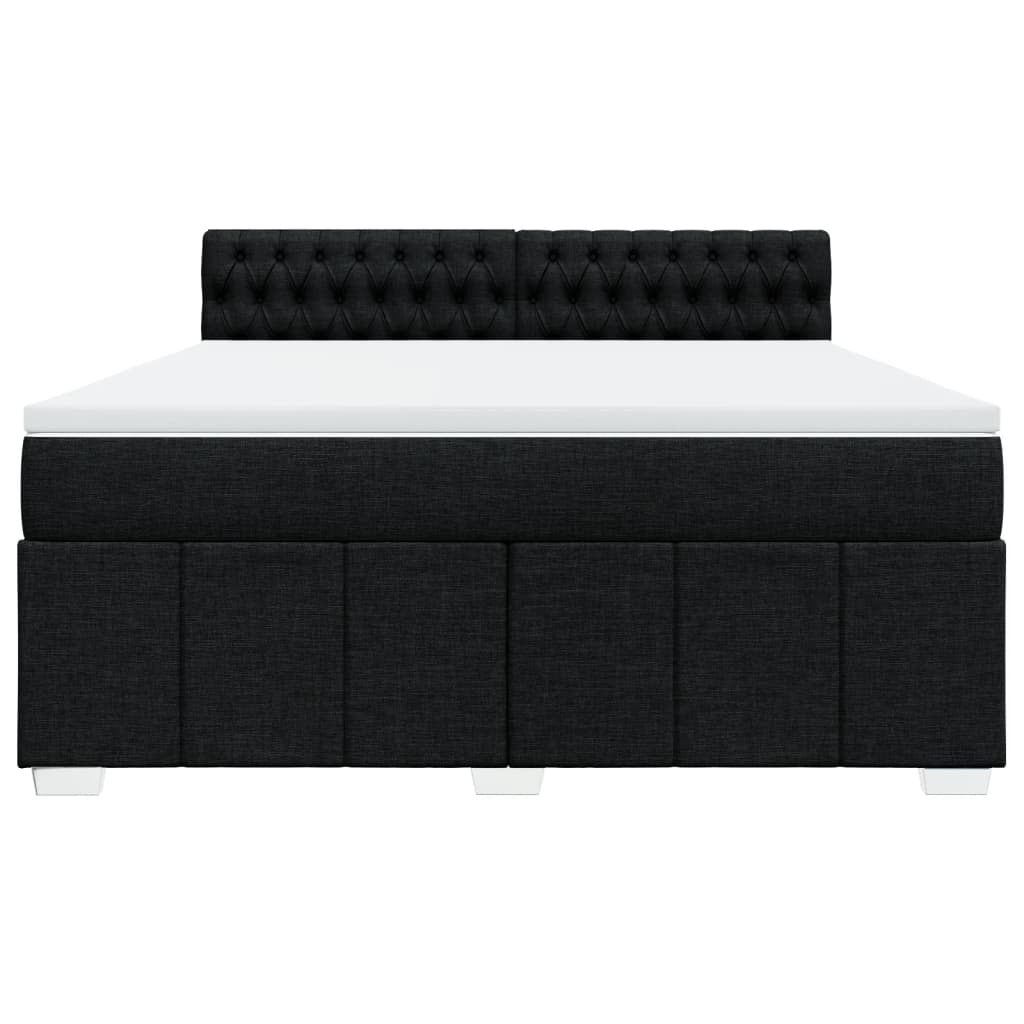 vidaXL Κρεβάτι Boxspring με Στρώμα Μαύρο 180x200 εκ. Υφασμάτινο